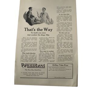 Vintage 1923 Pepsodent That’s The Way Ad Advertisement